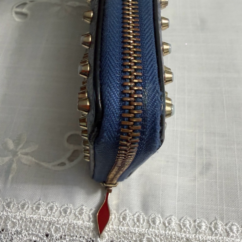 Authentic Christian Louboutin Navy Wallet with Silver Studs - Picture 6 of 16